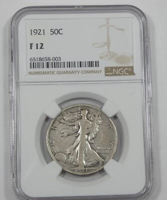 1921 Walking Liberty Half Dollar CERTIFIED NGC F 12 Silver 50c - Image 1 of 4