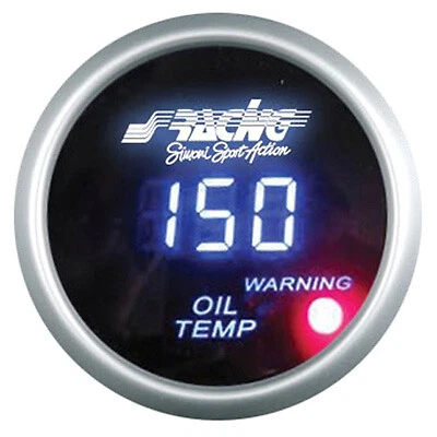 Simoni Racing Digital Oil Temperature Gauge - Black Face - 52mm Diameter - Image 1 of 1