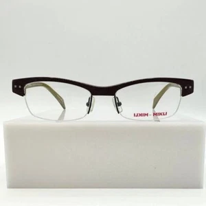 Alain Mikli ML1032 0005 Brown & Mustard Wood Textured Half Rim Frame Eyeglasses - Picture 1 of 7