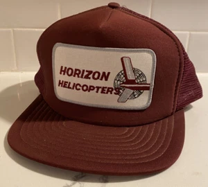 Vtg Snapback Patch Hat Horizon Helicopters Trucker Mesh Made in USA 80's - Picture 1 of 6
