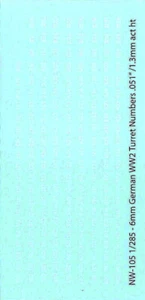 NW-105 - WWII German Turret Numbers in White - 1/285 Decals - Picture 1 of 1