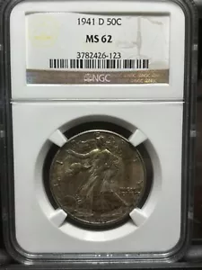 1941-D Walking Liberty Half Dollar NGC MS62 Gold Toned - Picture 1 of 4