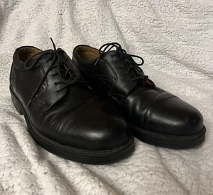 @Ease By Florsheim Mens Black Comfort Shoes Casual Dress Derby Size 9.5 Italy - Picture 1 of 9