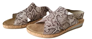 Sesto Meucci Women's Snake Print Wedge Flat Sandals Shoes Side Zip Casual 12M - Picture 1 of 10