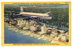 1954 DELTA Airways Issued Douglas DC-6 Miami Florida Postcard - Picture 1 of 2