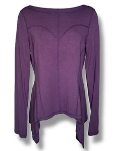Karma Athletics Purple Long Sleeve Top sz M Layer Ruffle open back stretch slim - Picture 1 of 4