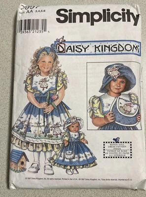 1997 SIMPLICITY 7997 Daisy Kingdom Child Dress Hat Purse Doll Clothe Sz AA Uncut - Image 1 of 2