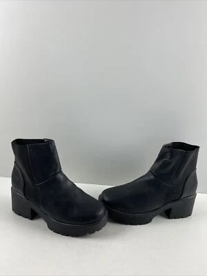 Call It Spring Black Faux Leather Round Toe Pull On Platform Ankle Boot Size 8.5 - Image 1 of 4