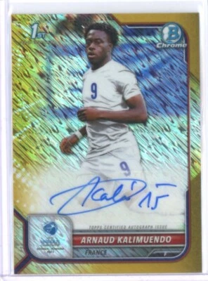 2022-23 ARNAUD KALIMUENDO BOWMAN CHROME UEFA UNDER 21 GOLD SHIMMER AUTO 33/50 - Image 1 of 2