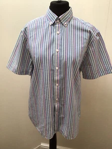Blue Harbour M & S Mens Coloured Striped Shortsleeve Shirt Size Large - Picture 1 of 7