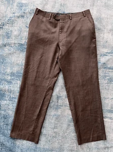 Chaps Brown 100% Wool Flat Front Slacks Men 36 x 30 - Picture 1 of 7
