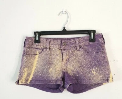 Pantalones Cortos de Denim Pueple Tilt Púrpura Envejecido Blanqueador Salpicado Arena Chorro Juniors Foto 1 de 4