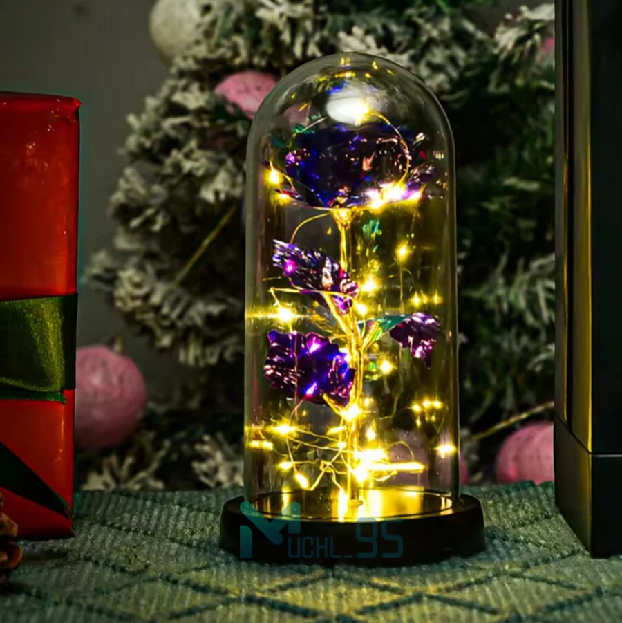 Flor de rosa en vidrio regalos para mujer esposa su novia de San Valentín regalo de cumpleaños Foto 1 de 4