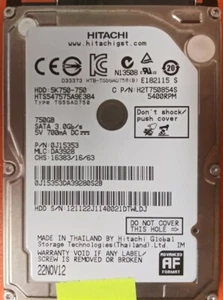 ⭐️⭐️⭐️⭐️⭐️ Hard Drive SATA Laptop 2.5" Hitachi HTS547575A9E384 750GB H2T750854S - Picture 1 of 3