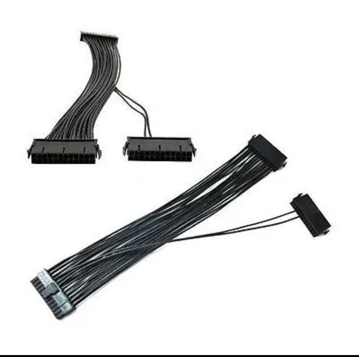12" Inch Dual PSU 24-pin ATX Power Extension Adapter Cable - Image 1 of 1