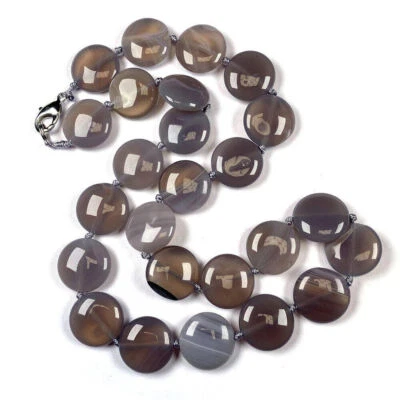 Collar con nudo de cuentas de cuarzo/ojo de tigre/topacio/ágata/gemas de cristal para monedas de 16 mm 18" Foto 1 de 4