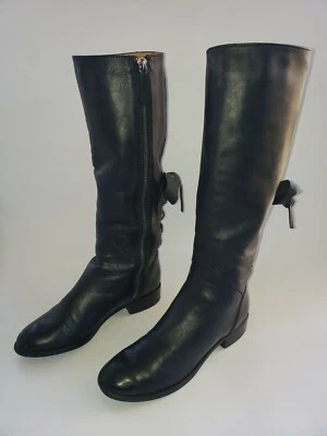 Botas de Equitação Valentino Garavani Couro Preto Fita Ascot EUR 38 ver fotos/des - Imagem 1 de 4