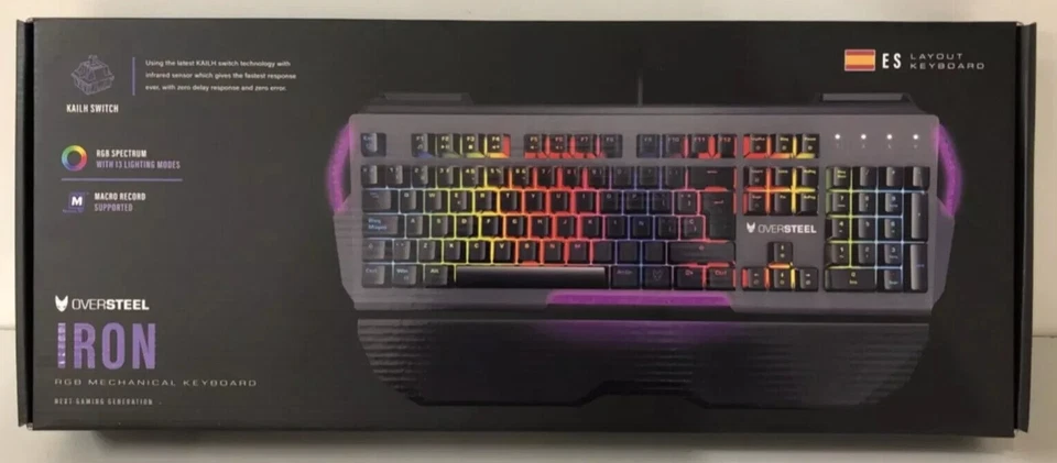 Mechanical Gaming Keyboard Oversteel IRON RGB Red Switch Spanish Layout New - Image 1 of 4