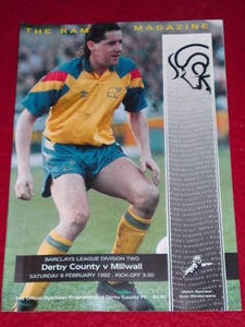 PROGRAMA - Derby County v Millwall - 8 de febrero de 1992 - Imagen 1 de 1