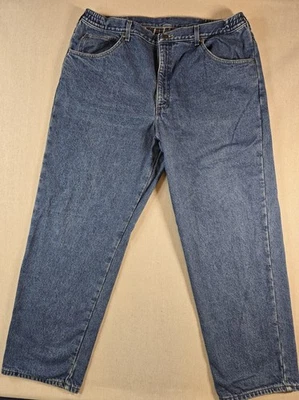 LL Bean Men's Flannel Lined Insulated Jeans Medium Blue Denim Straight Leg 42x32 - Image 1 of 4