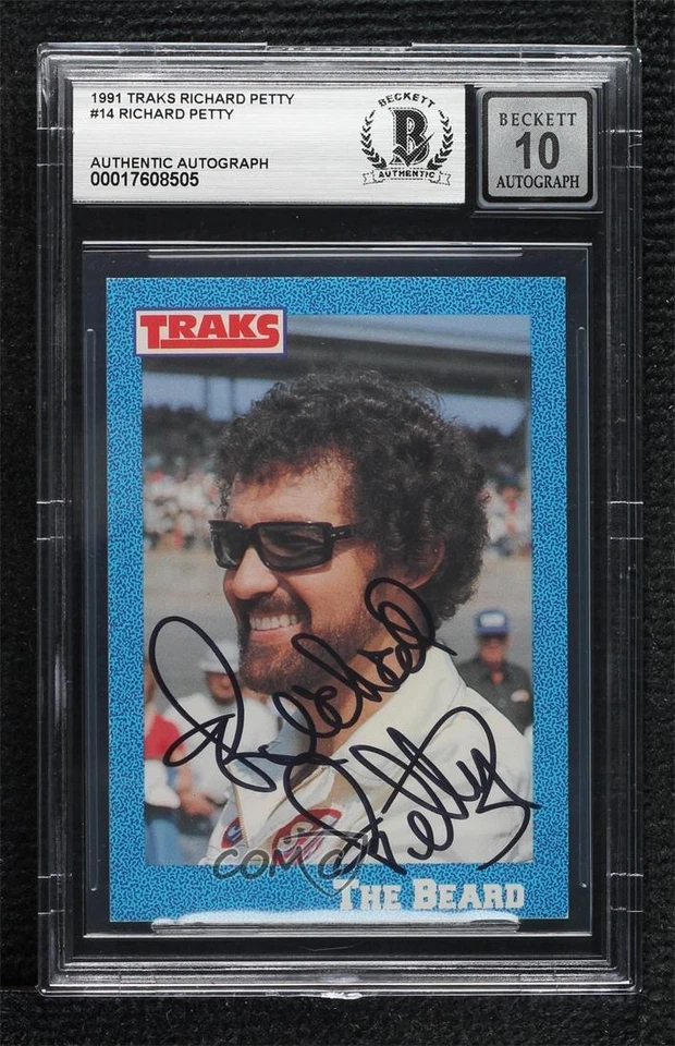 BAS 1991 Traks Richard Petty Richard Petty #14 BGS Authentic Auto HOF - Image 1 of 2