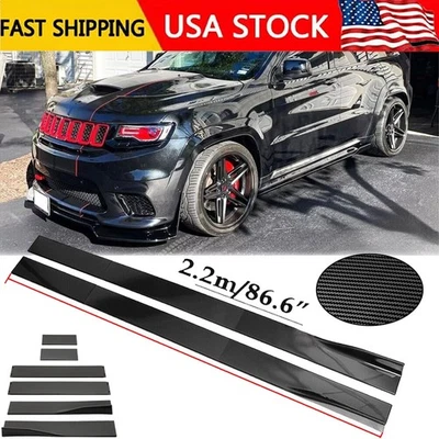 Carbon Fiber 86.6inch Side Skirt Extensions Rocker Panel For Jeep Grand Cherokee Foto 1 de 4