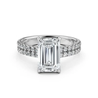 Emerald Diamond Engagement Prong Set Ring GIA Certified F Color VVS2 Clarity 1Ct - Image 1 of 3