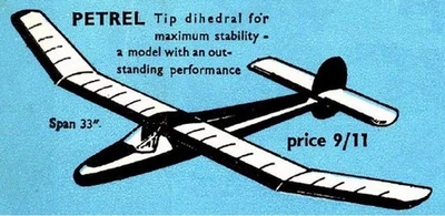 Frog Petrel ~ 33" FF vintage model glider ~ Laser-cut Balsa Wing & Tail RIB SET - Image 1 of 4