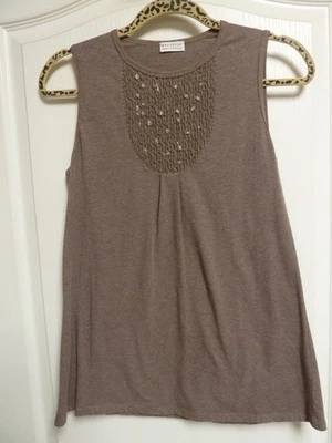 Tanque Brunello Cucinelli mocha algodão frisado tamanho M - Imagem 1 de 4