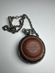 Wrangler Pocket Watch & Chain Quartz Unique Leather And Gunmetal Design - Picture 1 of 10