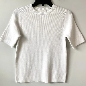 Vince Crewneck Short Sleeve Sweater White S - Picture 1 of 7