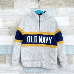 Old Navy Color Blocked Logo Graphic 1/4-Zip Pullover Sweatshirt Gray Boys XS 5 - Picture 1 of 6