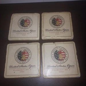 US Open 2005 PINEHURST NO. 2 Golf Coaster Set of 4 Tumbled Marble Vintage Stone - Picture 1 of 9
