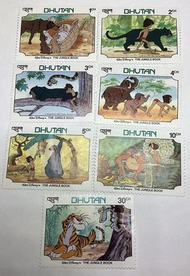 Bután Animación Libro de la Selva Maugly Disney Dibujos Animados Set 1981 MNH Foto 1 de 2