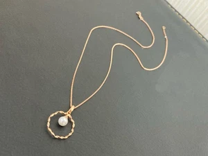 18K Gold Akoya Pearl Pendant Necklace 15 Inches - Picture 1 of 9
