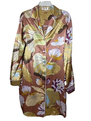 Olivia Von Halle 女式丝绸连衣裙中号花卉长袖 — 第 1/4 张图片