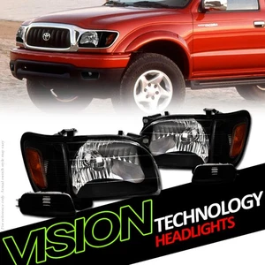 For 01-04 Tacoma Black Housing Headlights+Parking Corner+Bumper Lamp Amber NB 6P - Picture 1 of 2