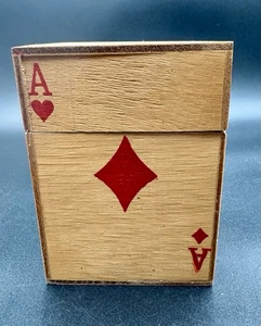 Caja de almacenamiento de cartas de madera vintage ases - Imagen 1 de 9