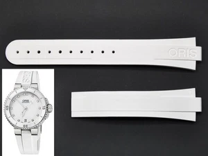 REAL ORIS 733 7652 Aquis Date Ladies White RUBBER band strap bracelet 07 4 18 31 - Picture 1 of 9