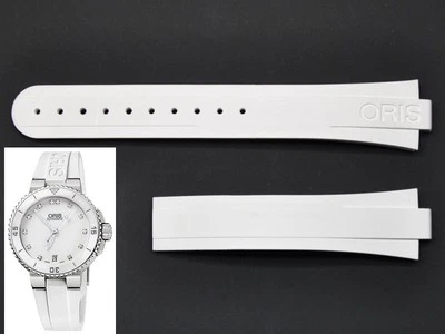REAL ORIS 733 7652 Aquis Date Ladies White RUBBER band strap bracelet 07 4 18 31 - Image 1 of 4