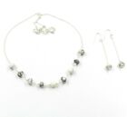 Solid 925 Sterling Silver Jewelry Checker Howlite Necklace Earing Set SN2534