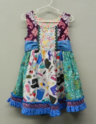 Matilda Jane Platinum Shasta Dress size 4 Sewing Supplies Theme - Image 1 of 4