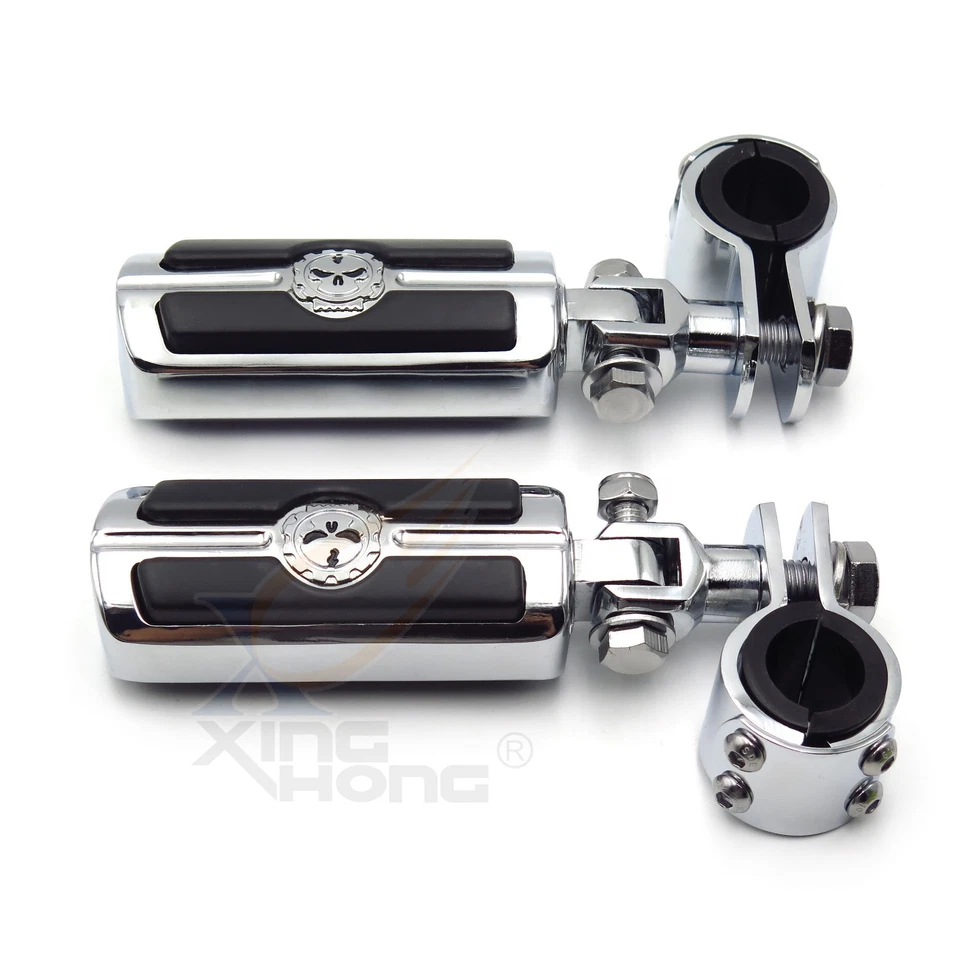 Highway Front Skull Foot Pegs Clamps For Honda Valkyrie 98-03 1800 04-05 - Image 1 of 4