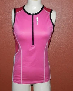 Womens Sugoi Cycling Jersey Sleeveless Halter Top Pink Size Medium Built in Bra - Picture 1 of 10