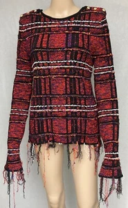 Suéter de tweed Balmain bordes para mujer 42 EE. UU. 10 colorido diseñador auténtico - Imagen 1 de 18