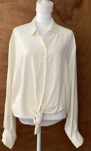 Reformation Damen Elfenbein Langarm Knopfleiste Cropped Bluse Größe Small - Bild 1 von 11