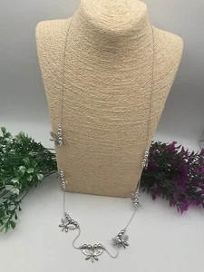 Butterfly necklace 36inch long silver tone, nature inspired statement piece (Q1) - Picture 1 of 9