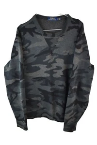 Felpa RALPH LAUREN grigia mimetica taglia L uomo pullover girocollo maglione casual - Foto 1 di 8