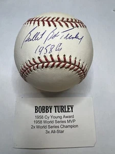 Bullet Bob Turley 1958 Cy beschriftet Tristar # 6181643 signiert OML Baseball mit Ultra - Bild 1 von 7
