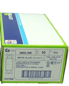 Leviton 5603-2W 3-Way AC Quiet Switch. 15 AMP, 120/277 Volt 10 Pack - Picture 1 of 6